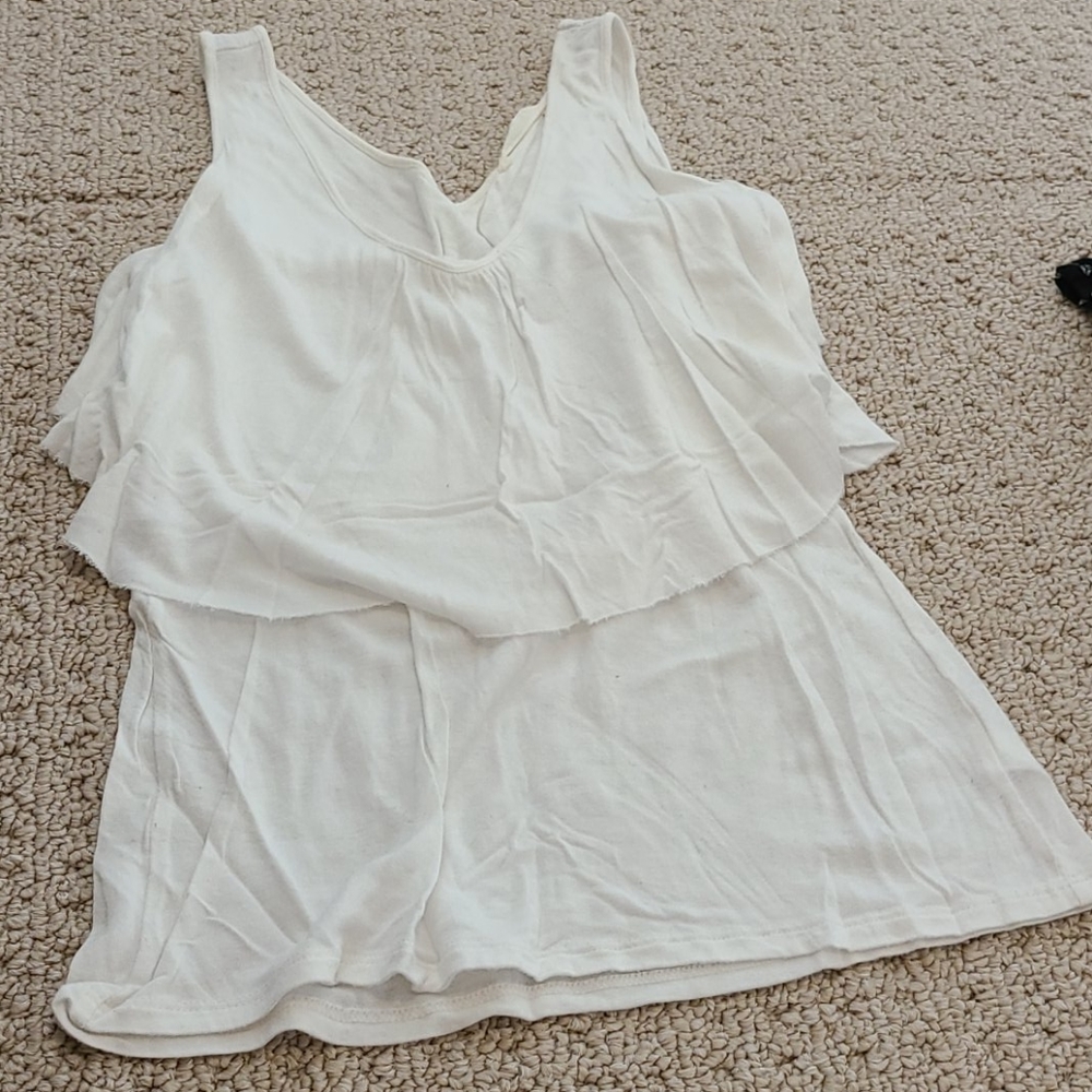 White ruffle tank top small